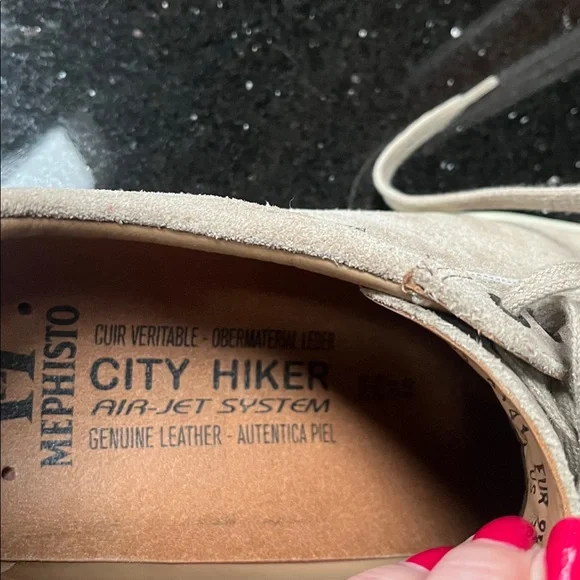 Mephisto Men's Beige Suede Leather Lace-Up Sneakers - Picture 9 of 9